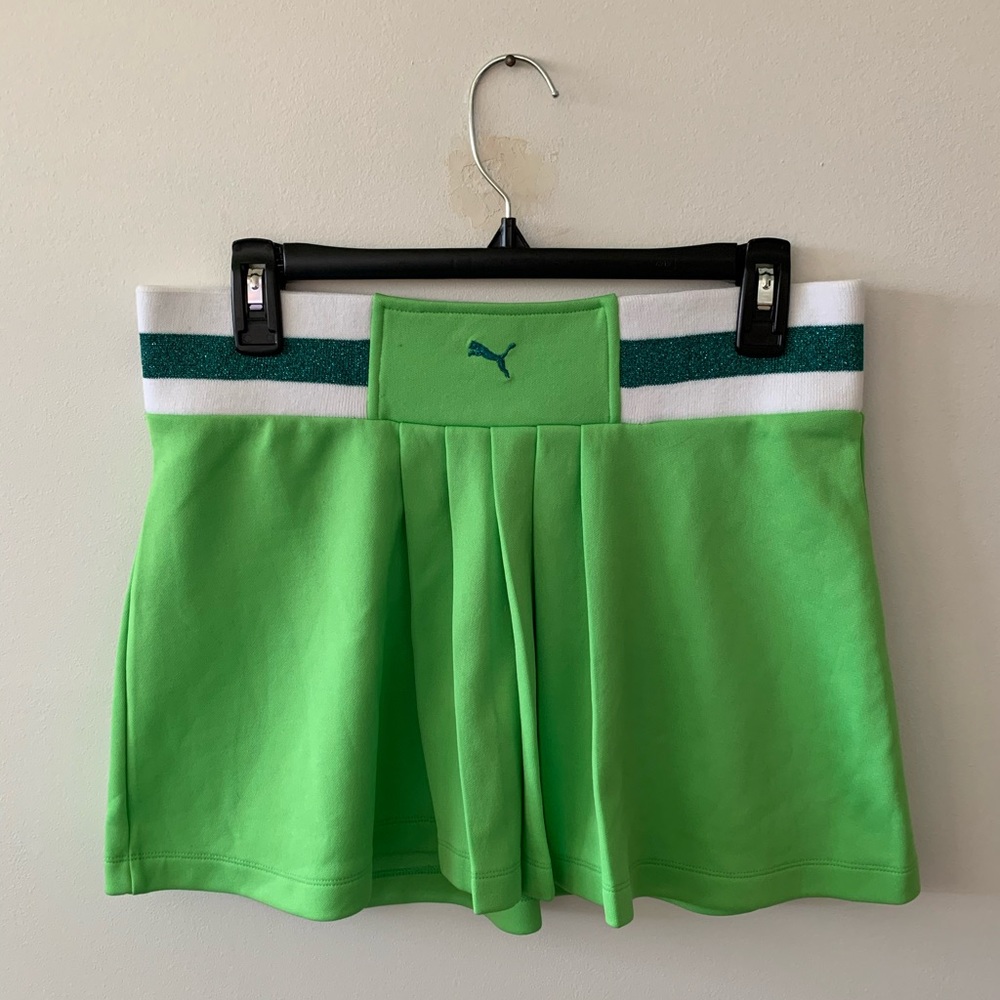 🎉HP🎉New Vintage Puma Bright Green & Metallic Tennis Golf Cheerleading Sk…